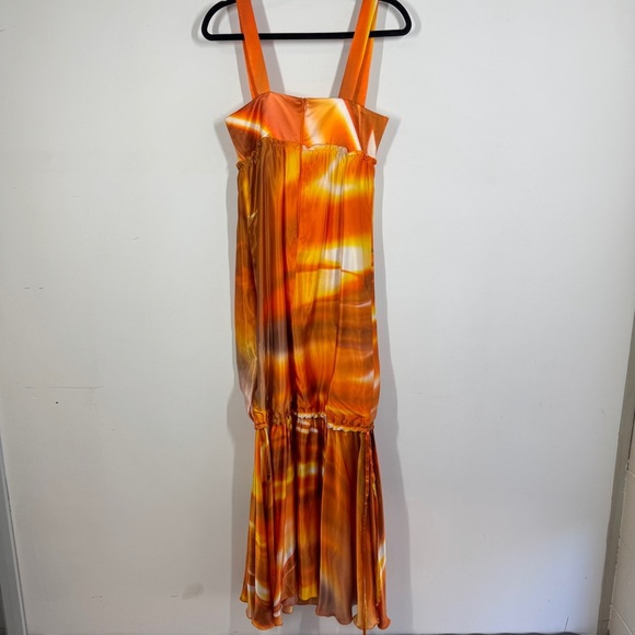 Camelot Orange 100% Silk Maxi Dress Beaded Bodice Size S Formal Evening Gown - Picture 9 of 16